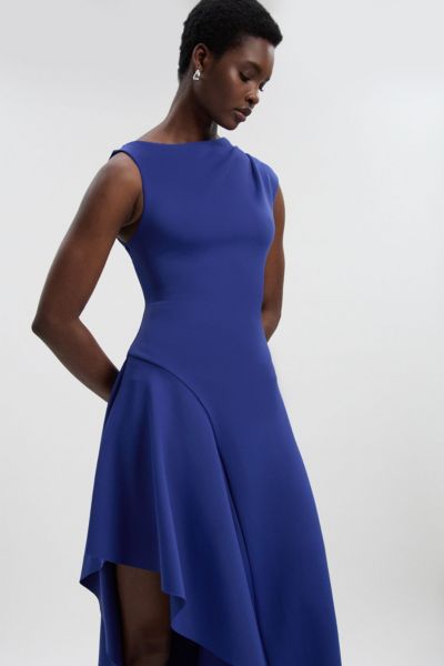 Karen Millen Women's Scuba Drama Ruffle Hem Woven Maxi Dress