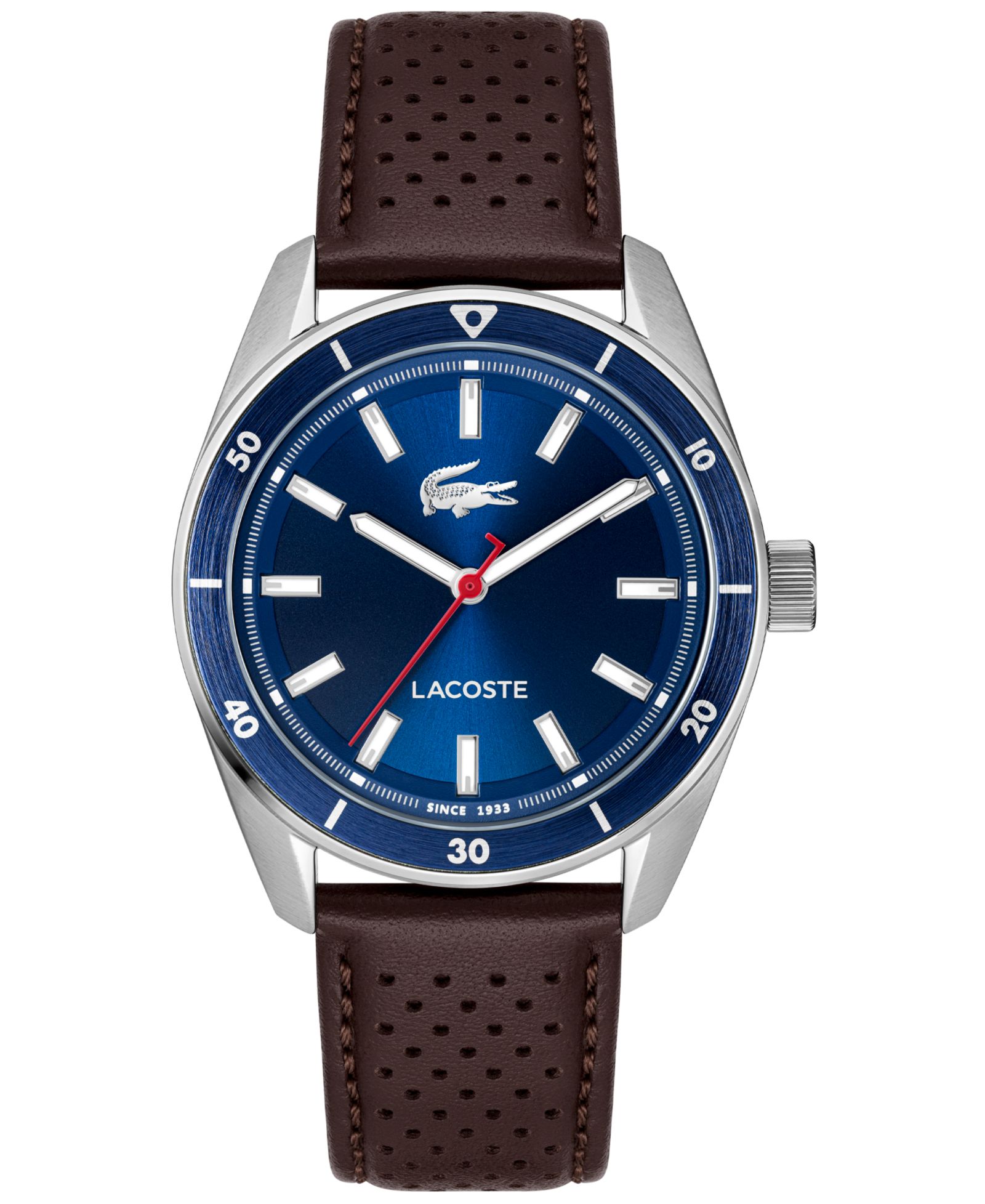 Мужские часы Lacoste Boston Brown с кожаным ремешком, 39mm