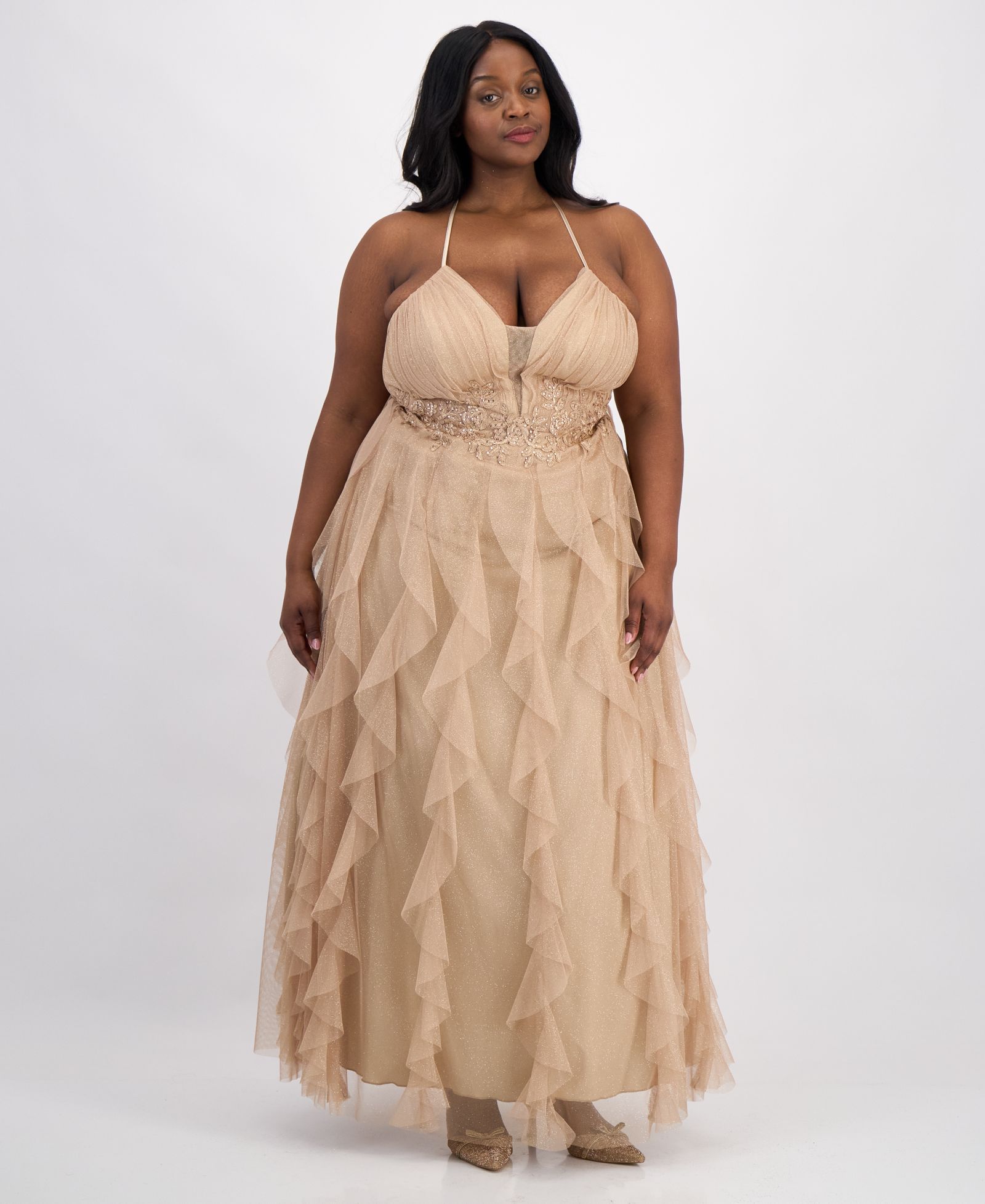 Женское платье pear culture Trendy Plus Size Glitter-Mesh Lace-Up-Back Gown