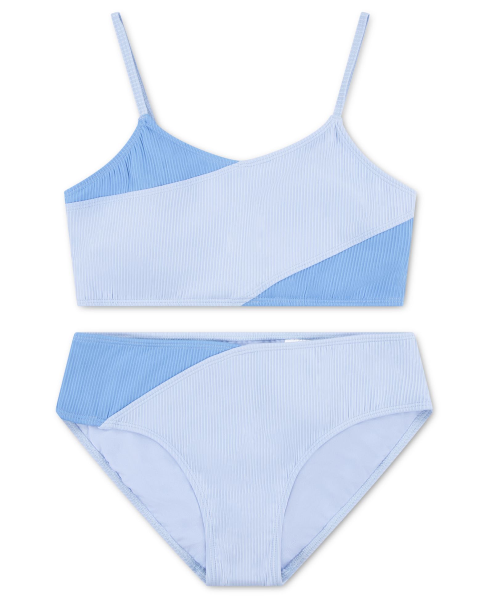 abercrombie kids Girls' Cross Wrap Asymmetrical Neck Top & Swim Bottoms, 2-Piece Set