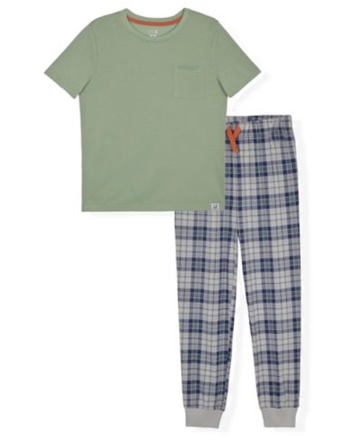 Пижамный комплект Max & Olivia Boys' 6-18 Crewneck Top & Plaid Pants 2-Piece