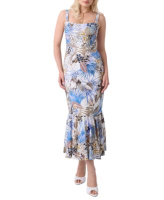 Платье GUESS Women's Rory с рюшем из смесового льна
