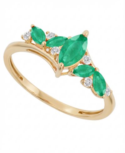 Macy's Ruby (7/8 ct. t.w.) and Diamond (1/10 ct. t.w.) Ring in 14k Yellow Gold (Also Available in Sapphire and Emerald)