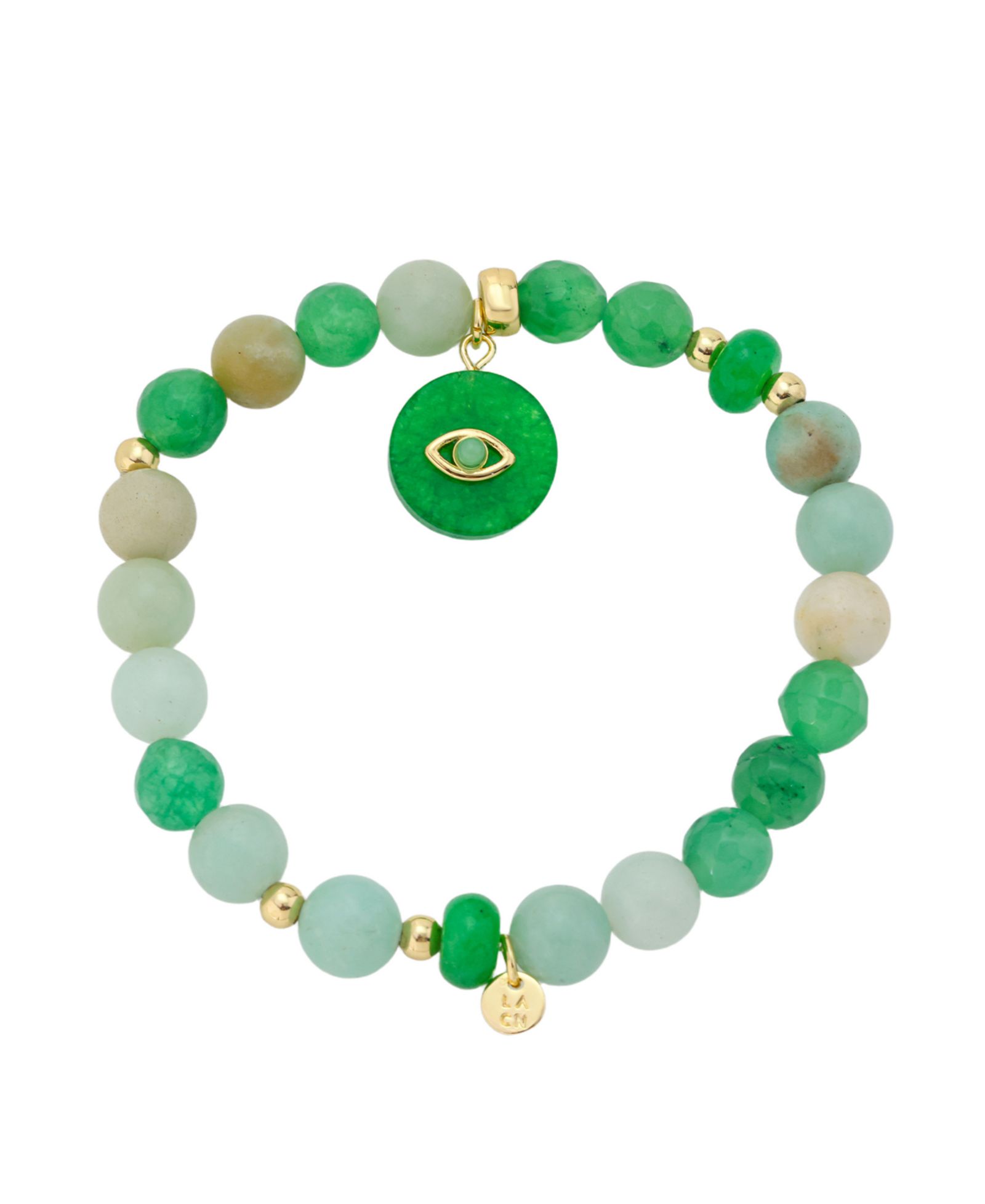 Unwritten Green Agate, Amazonite and Dyed Quartz браслет с подвеской Evil Eye
