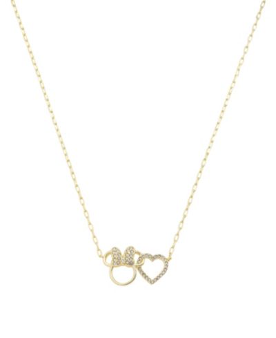 Disney Minnie Mouse Crystal Open Heart and Minnie Pendant Necklace