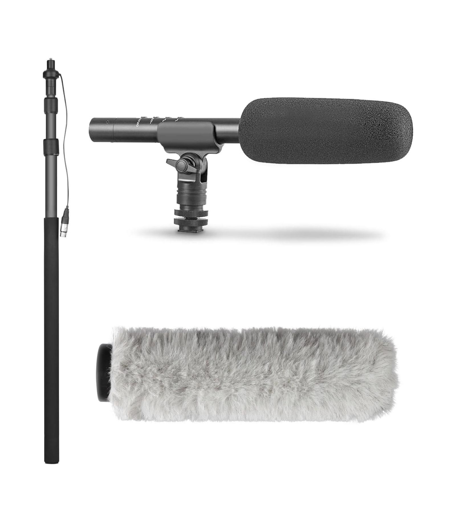 Movo Boom Mic Bundle Supercardioid Shotgun XLR Microphone with Telescoping Boom Pole