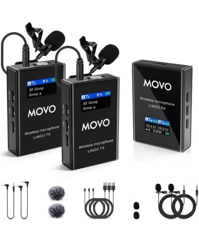 Movo Lingo-Duo Wireless UHF Lavalier Microphone System for DSLR Cameras and Smartphones