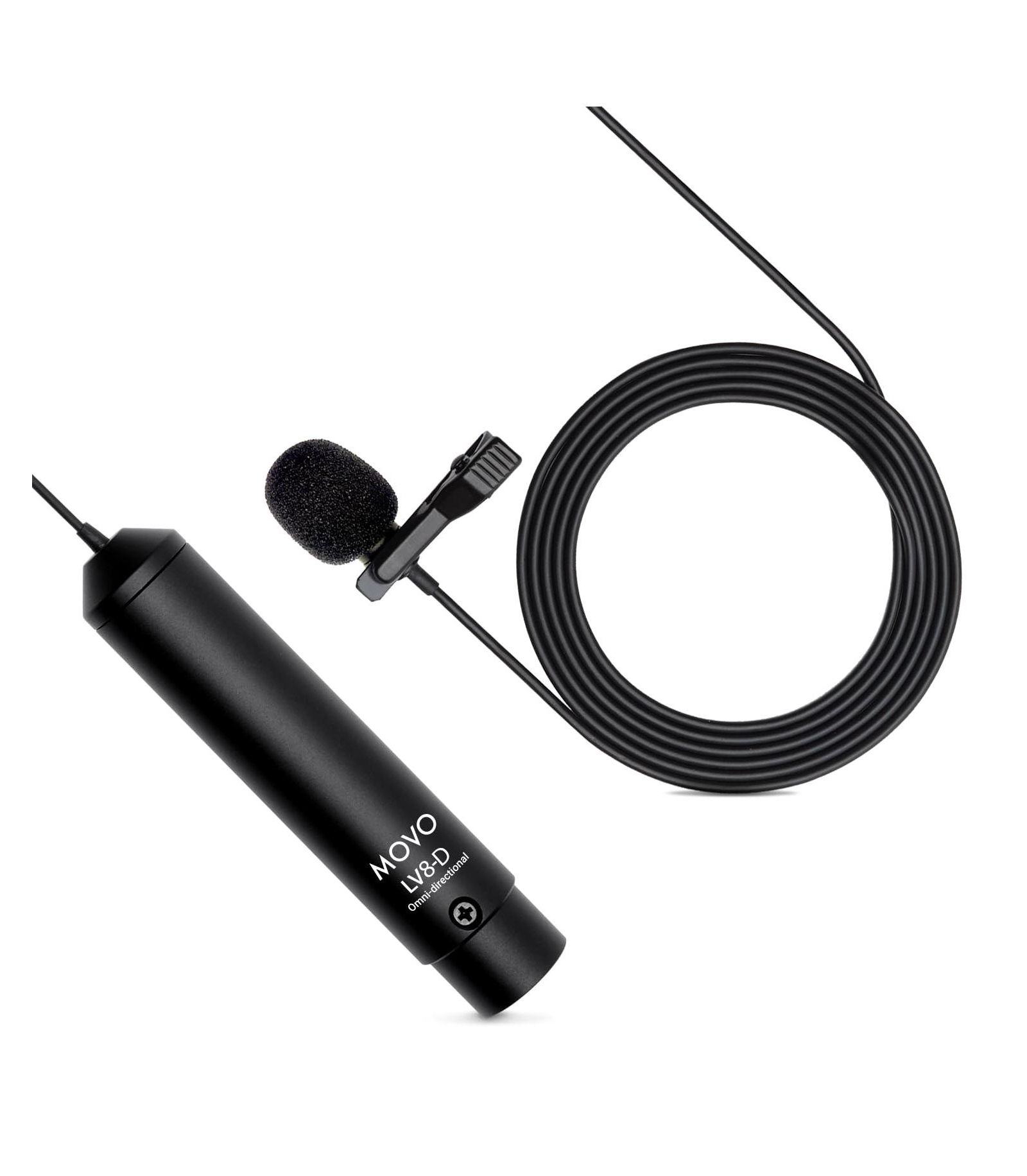 Movo LV8-D Broadcast-Quality XLR Lavalier Omni-Directional Wired Microphone with 12mm Mic Capsule for Accurate Voice Recording - Kit Includes Lapel