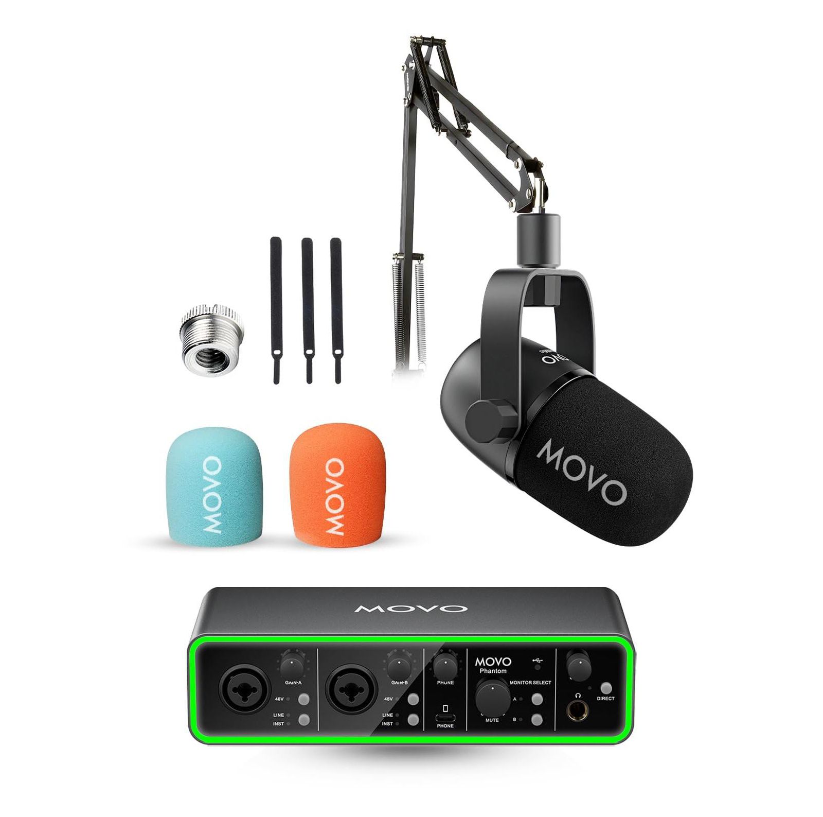Movo Аудиоинтерфейс Bundle с USB интерфейсом, динамическим микрофоном и пантографом