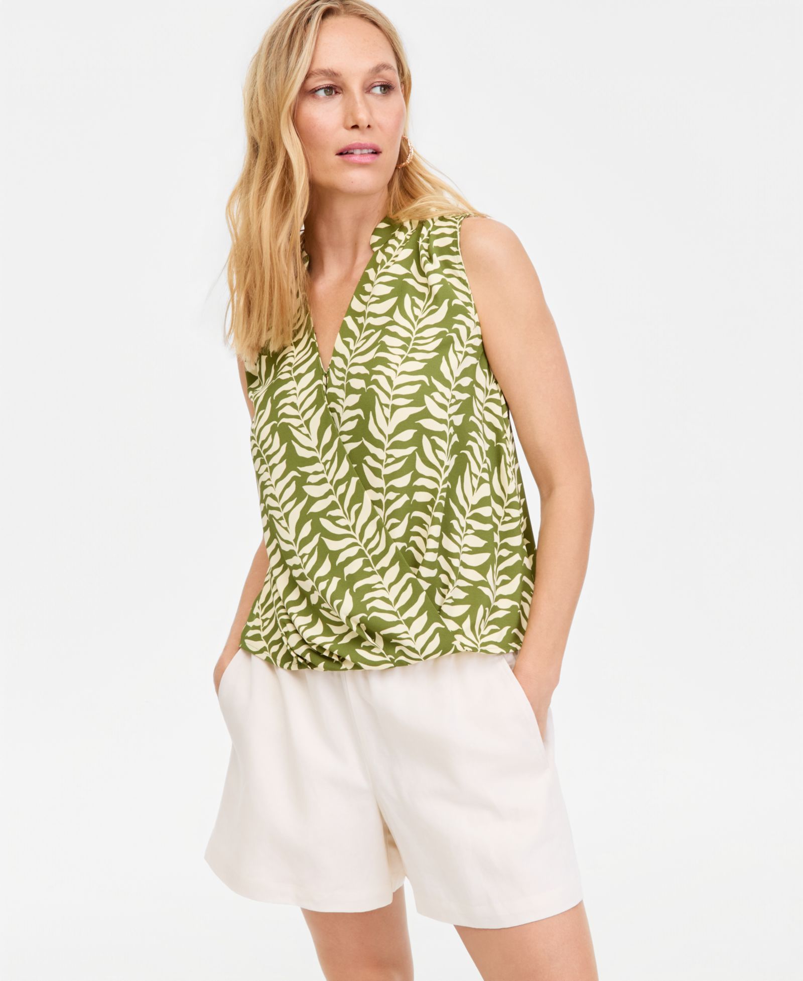 I.N.C. International Concepts Women's Sleeveless Printed Faux-Wrap Blouse