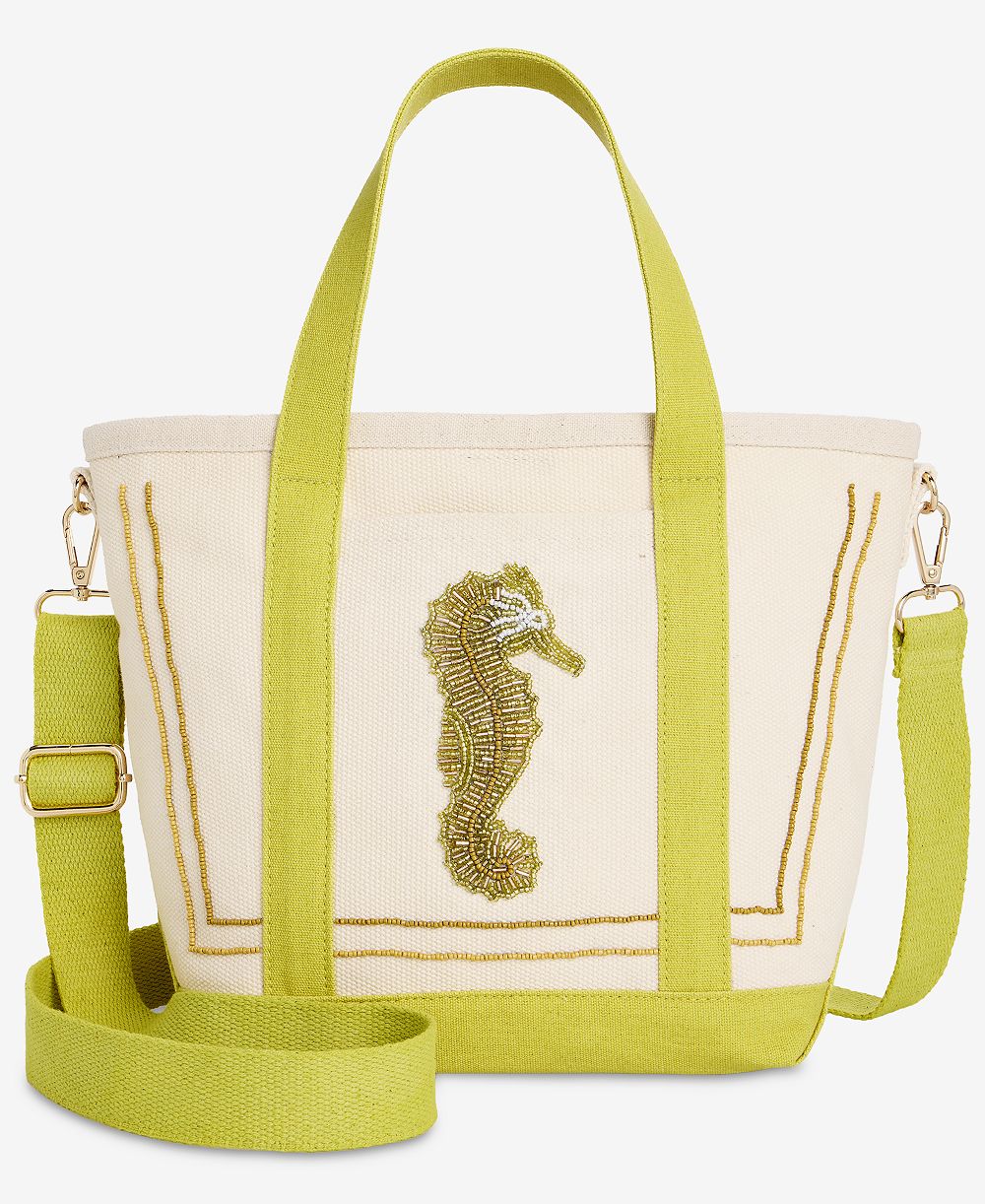On 34th Beaded Canvas Small Tote Handbag, Macy's Exclusive