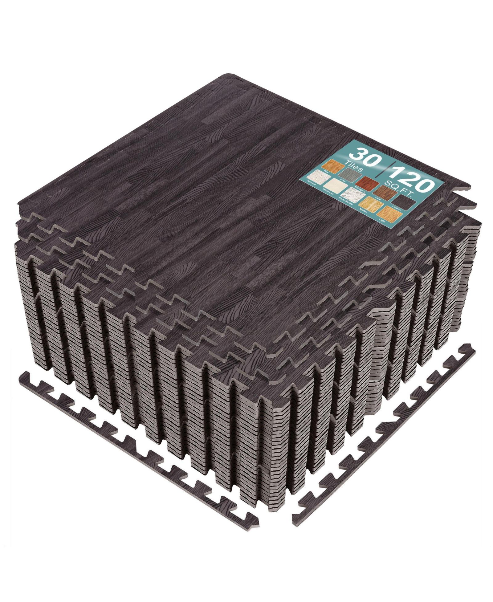 SORBUS 120 Sq. Ft. Interlocking EVA Foam Wood Grain Floor Tiles 3/8-Inch Thick with Borders