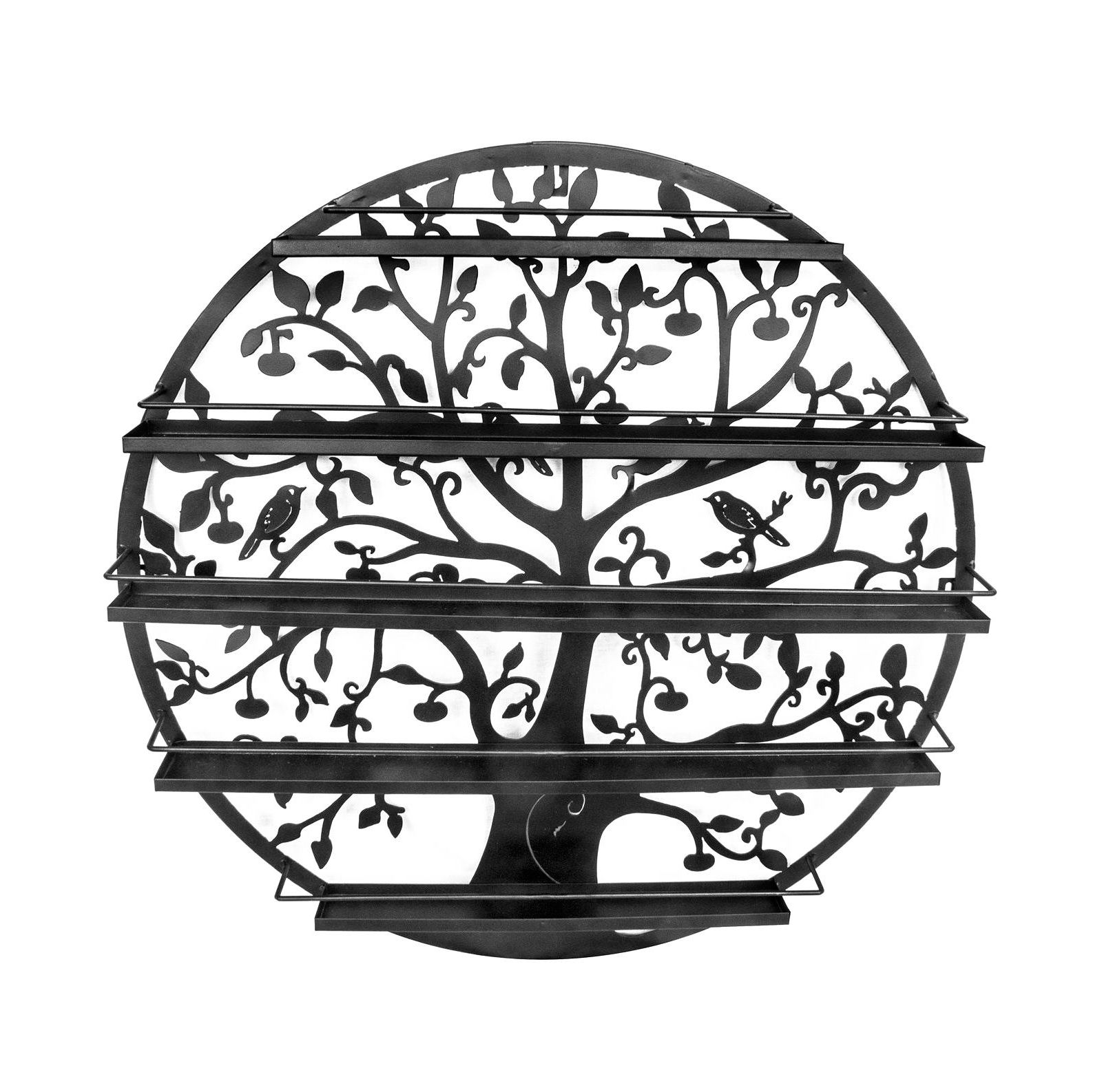 Sorbus Tree Silhouette Round Metal Wall Mounted 5 Tier Nail Polish Rack Holder