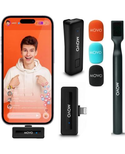 Movo Wireless Mini DI DUO Lavalier Microphone System for iPhone