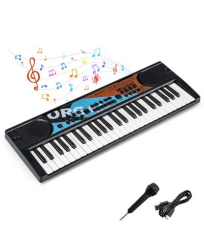 Hongge Kids 49-Key Electronic Keyboard Piano with Detachable Microphone and Teaching Mode, Ages 3+
