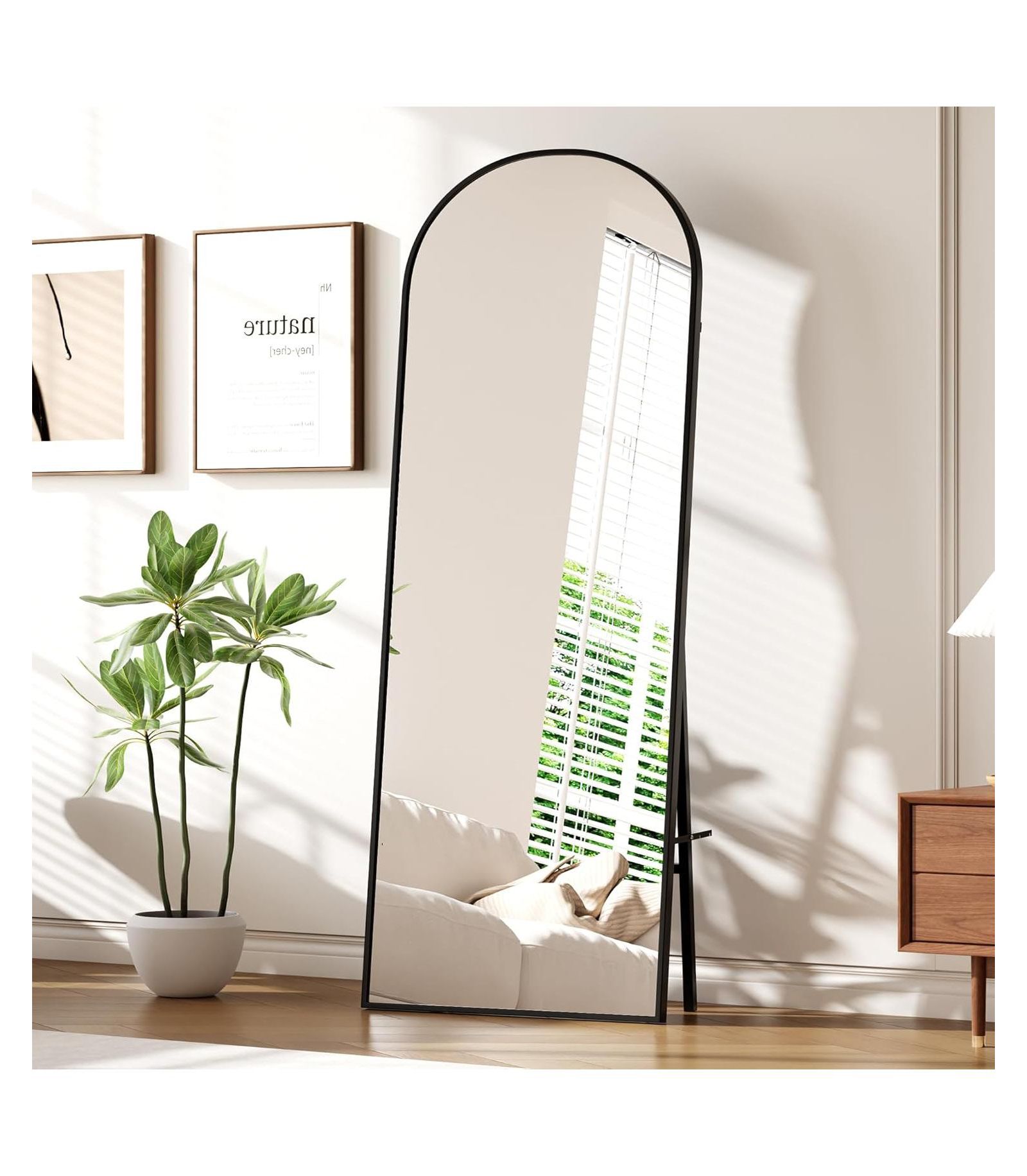 Homfan Full Length Mirror, Floor Mirror, Wall Mounted Mirror, Freestanding Full Size Mirror, Leaning Against Wall