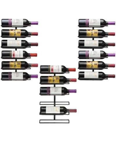 Sorbus 3 Pack Black Metal Wine Rack Bottle Holder - for Home Bar, Kitchen (Holds 18)
