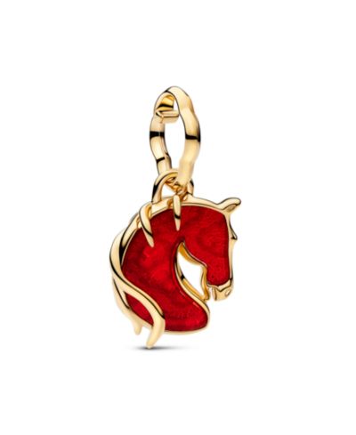 Pandora Red Fire Horse Murano Glass Dangle Charm