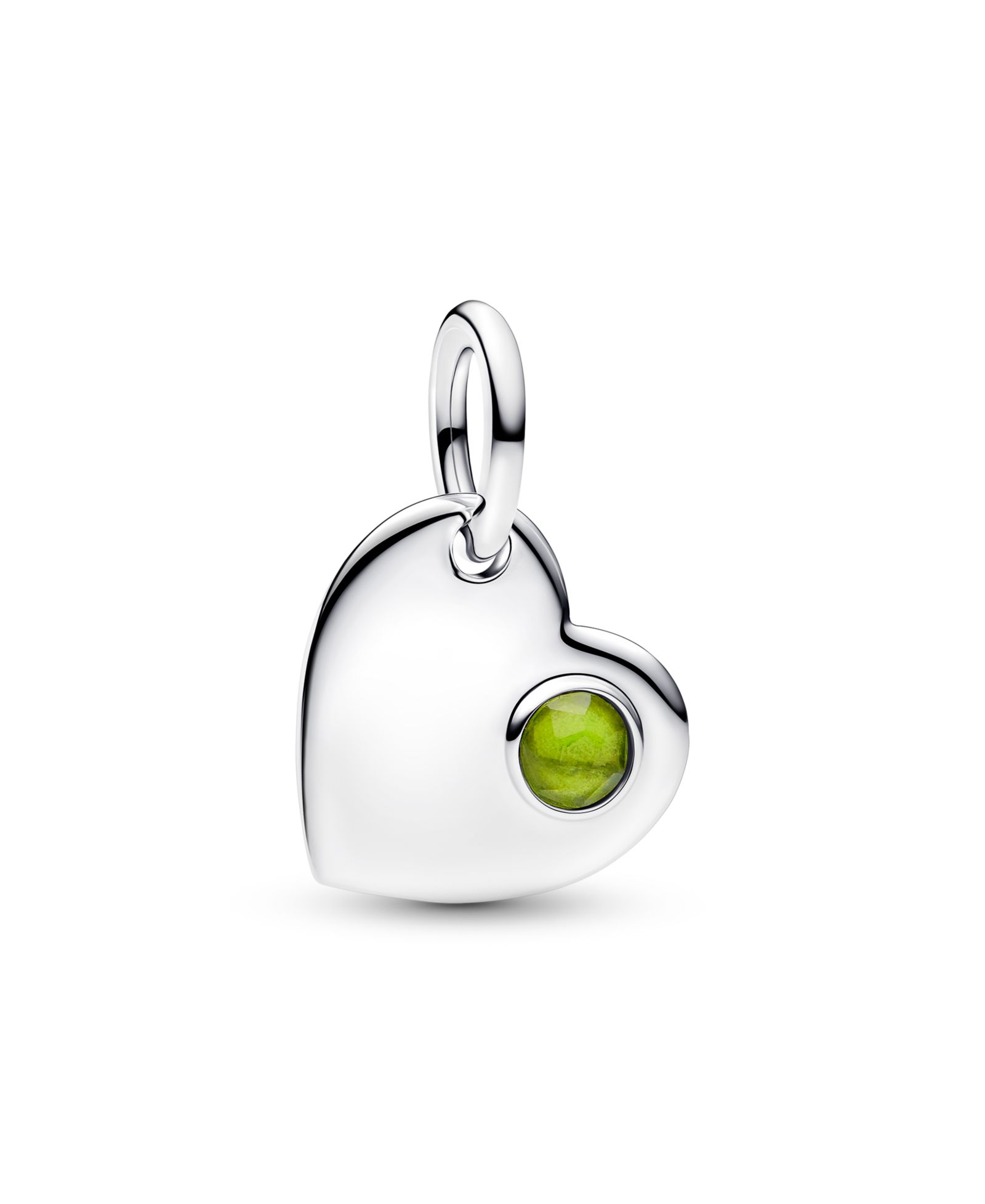 Подвеска Pandora August Engravable Heart Spring Green Stone Dangle Charm