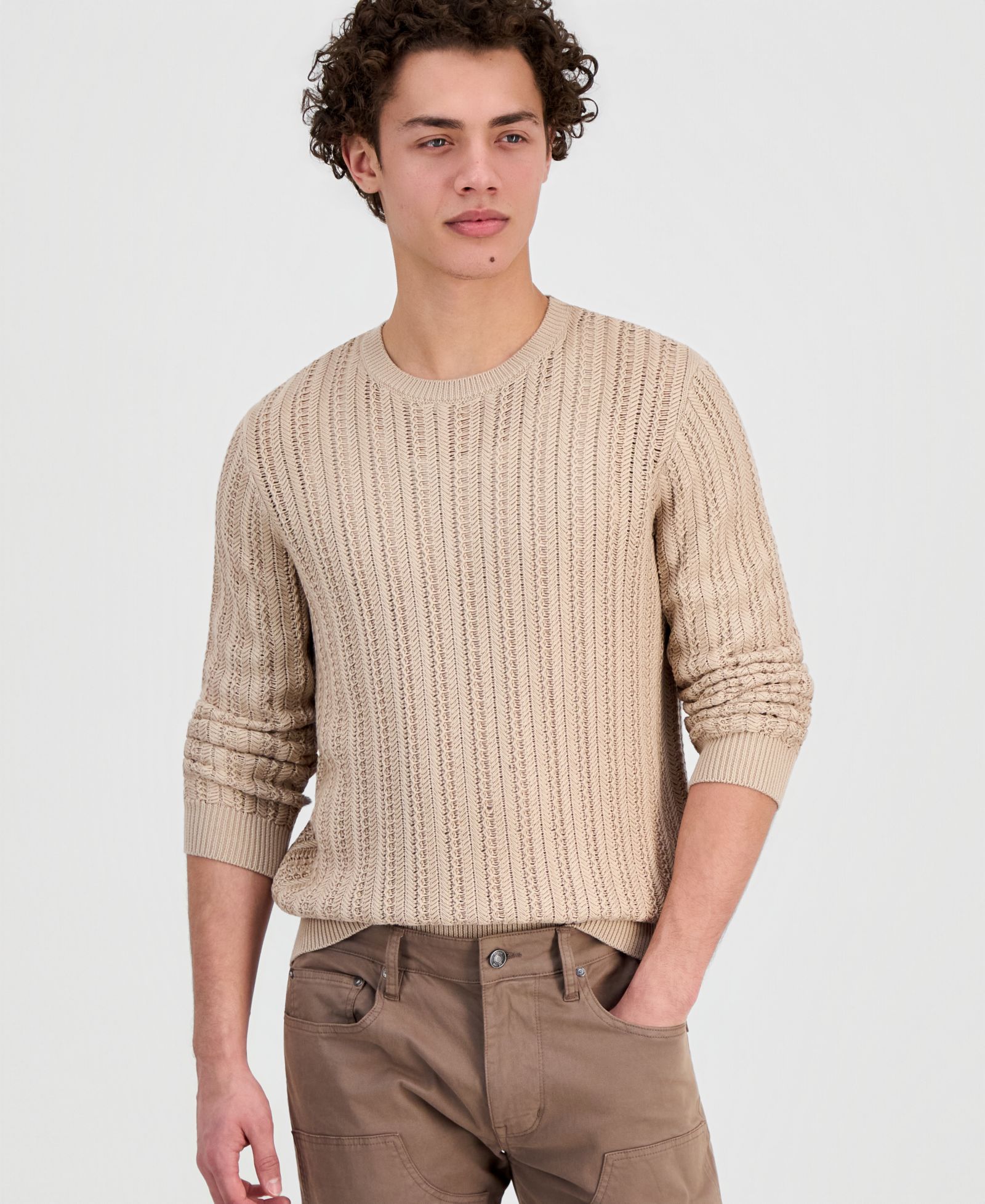 Мужской джемпер GUESS Herringbone-Texture Crewneck