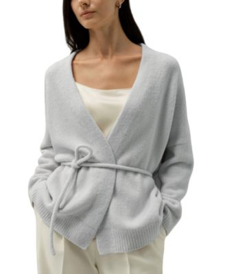 LILYSILK Women's Boucle Knit Silk-Cashmere Wrap Cardigan