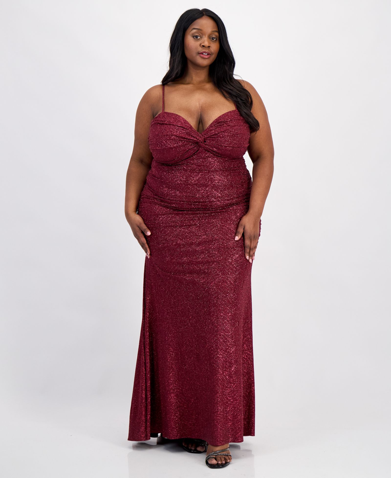 Платье Emerald Sundae Trendy Plus Size Glitter-Knit Twist-Front Gown