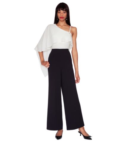 WHITE TIE by Shani Women's One-Shoulder Cape Jumpsuit