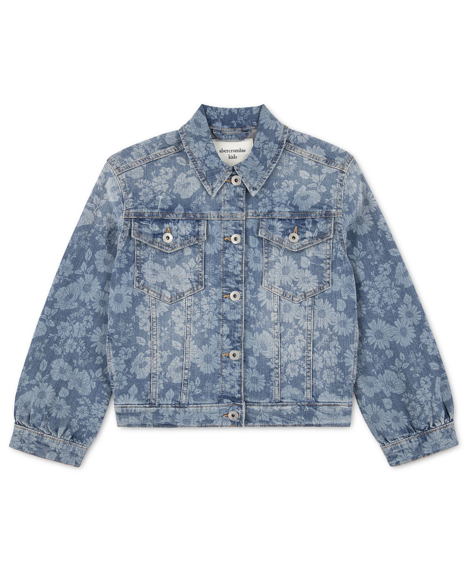 Детская джинсовая куртка abercrombie kids Girls' Oversized Floral Trucker