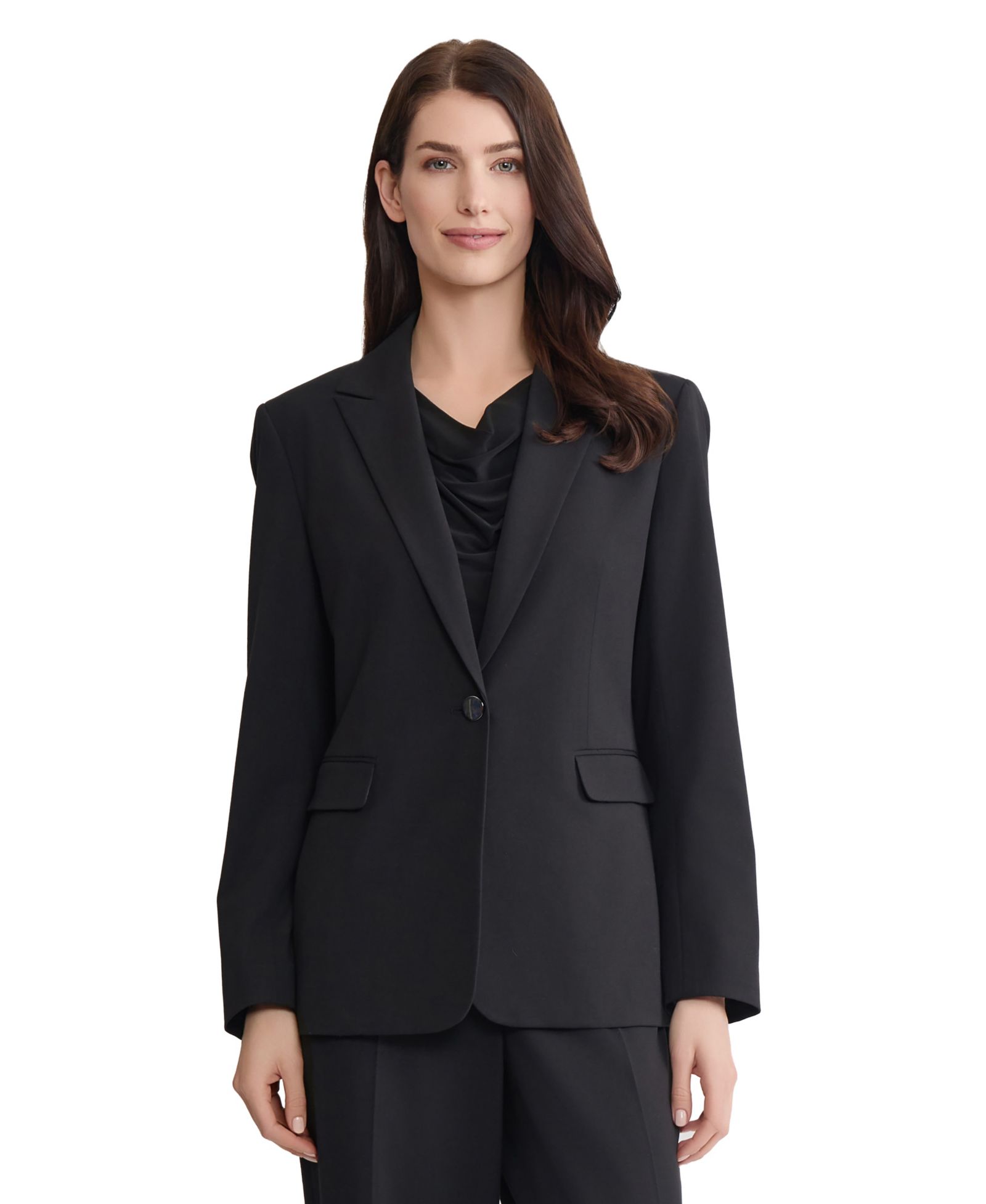 Jones New York Women's Peak Lapel Single Button Stretch Blazer