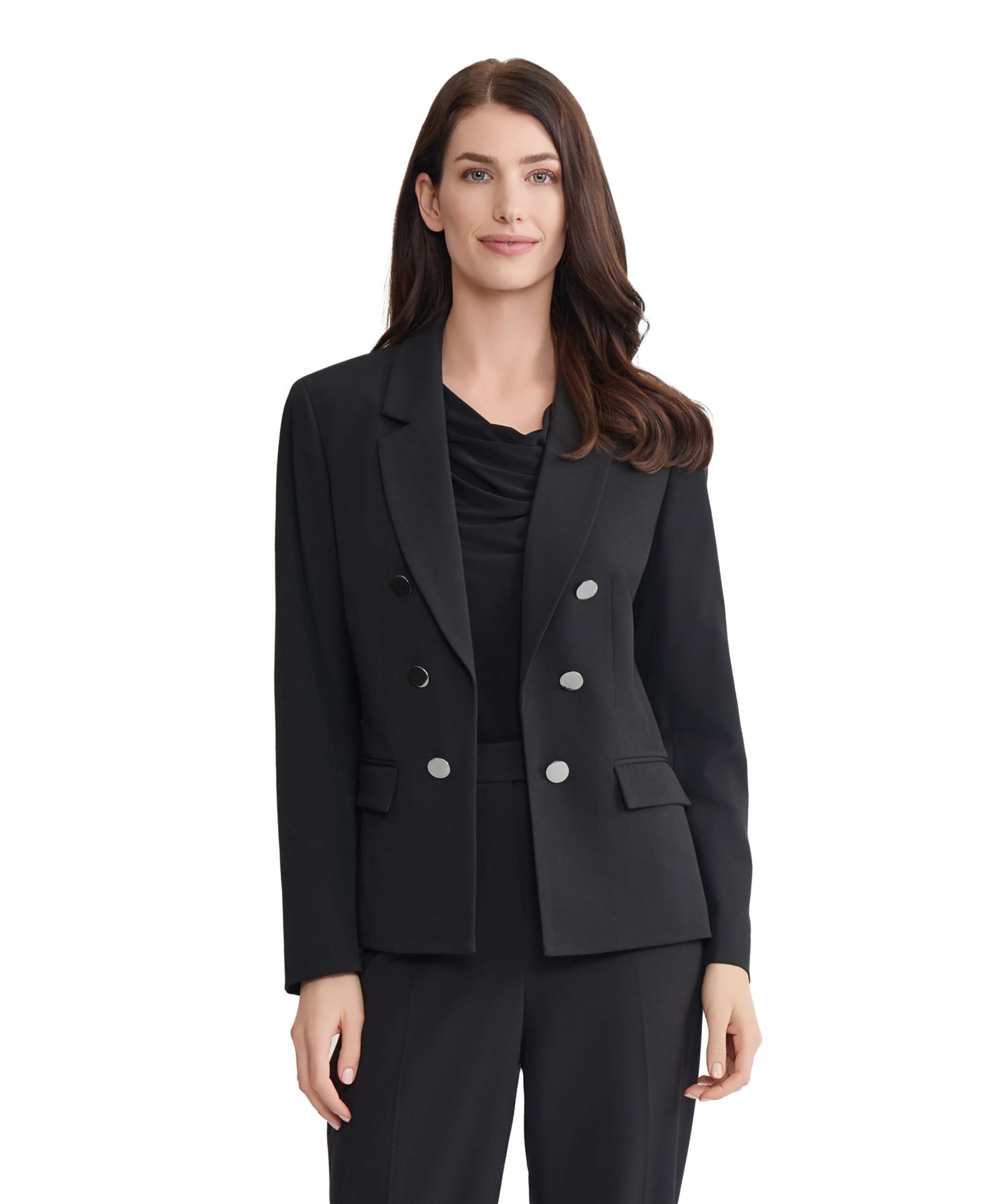 Jones New York Women's Notch Collar Double Breasted Stretch Blazer