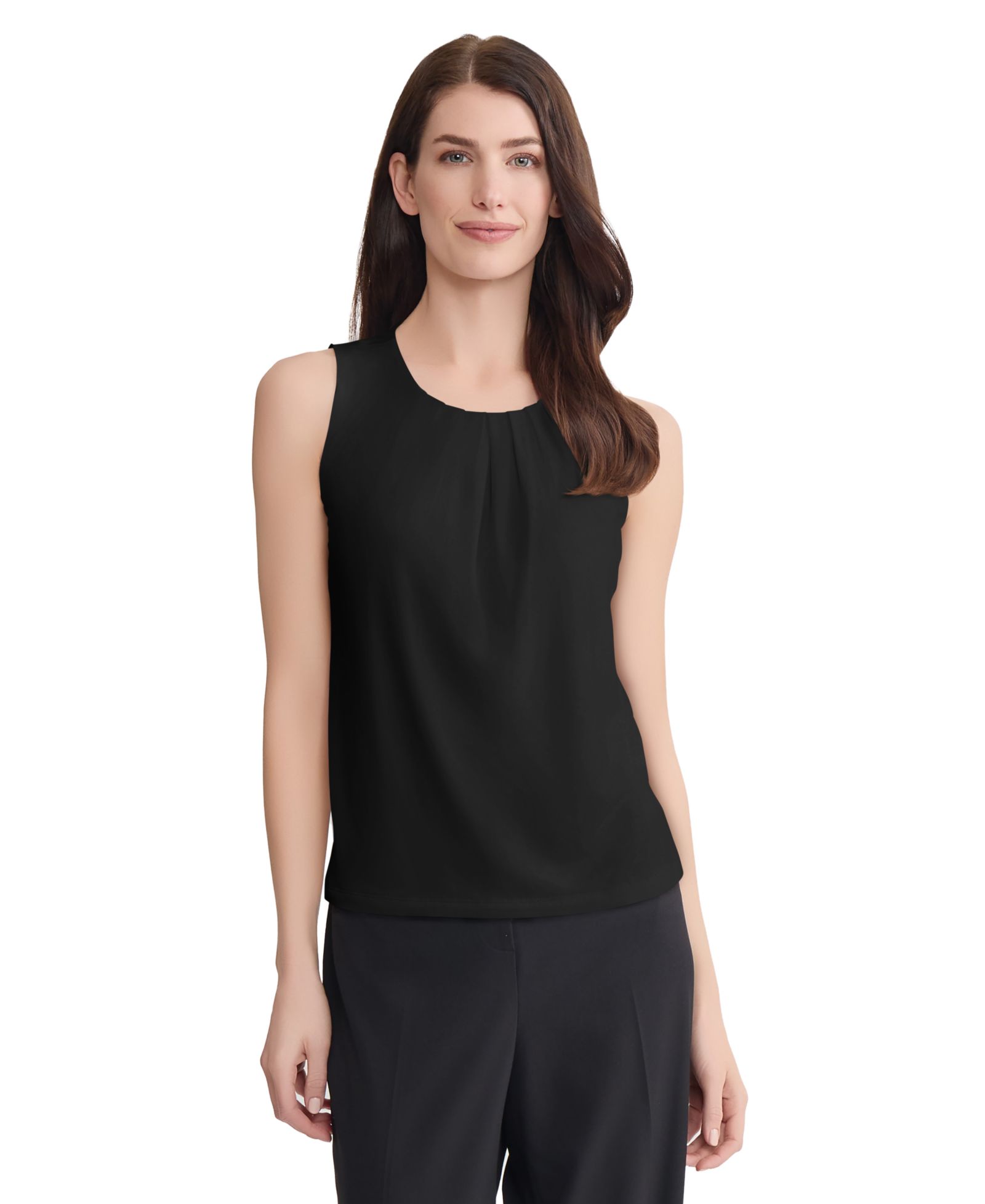 Jones New York Women's Pleat Front Crewneck Top