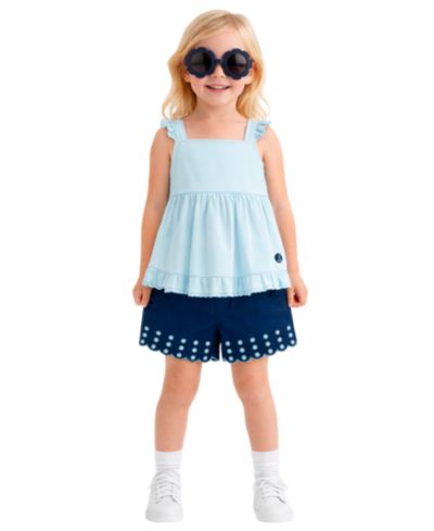 Sperry Baby Girls' Sleeveless Tank Top & Shorts with Sunglass, 3-Piece Set