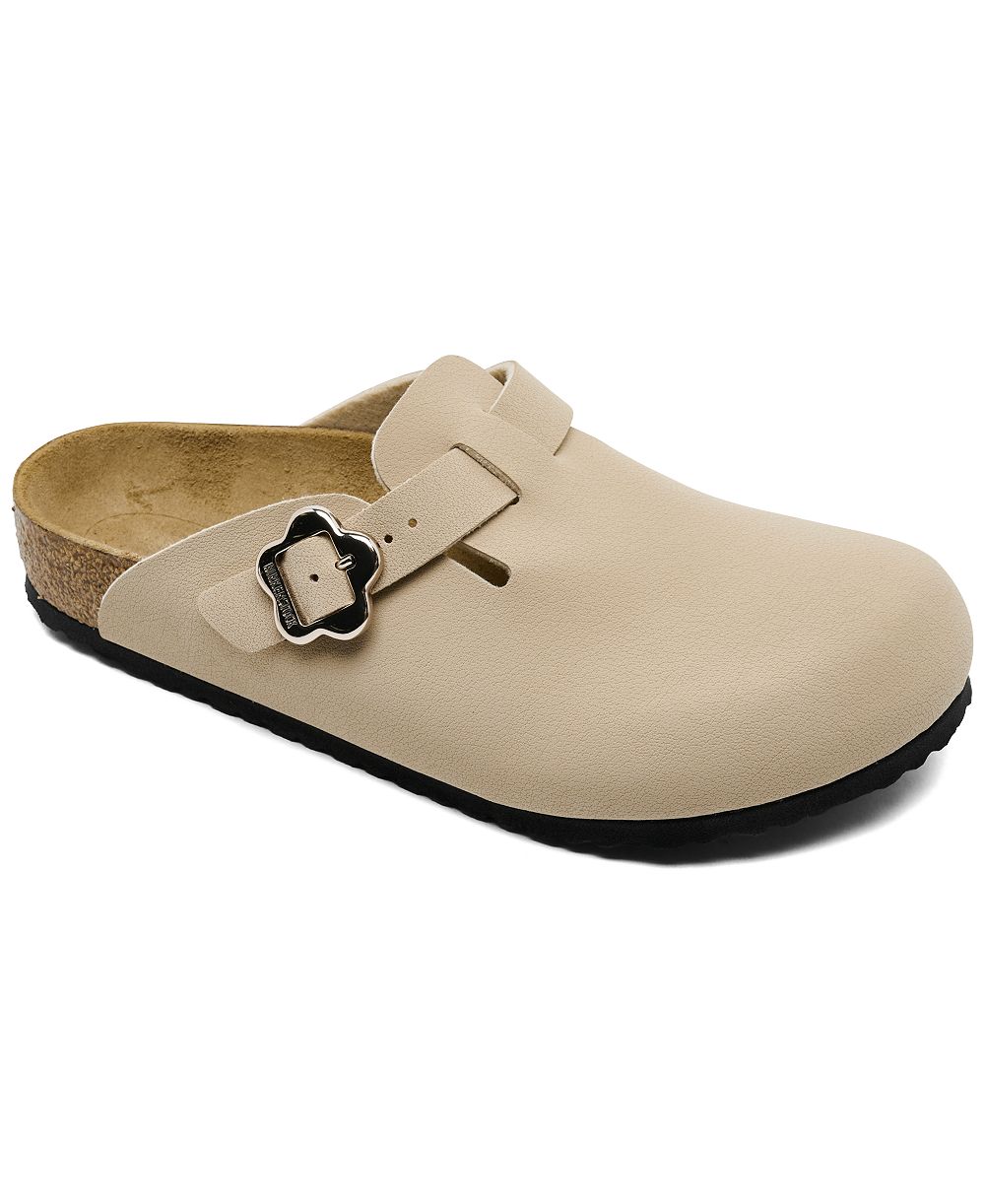 Детские шлепанцы Birkenstock Boston из замши с пряжкой в виде цветка
