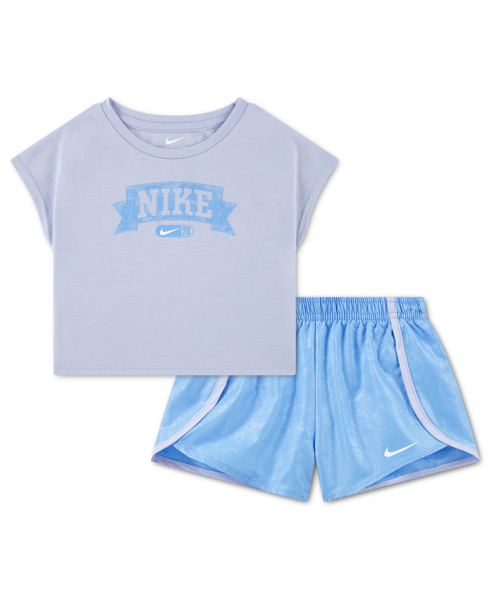 Комплект Nike Girls' Toddler 2T-4T Lace It Up Crewneck T-Shirt and Shorts, 2-Piece