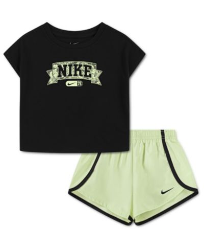 Комплект Nike Girls' Toddler 2T-4T Lace It Up Crewneck T-Shirt and Shorts, 2-Piece