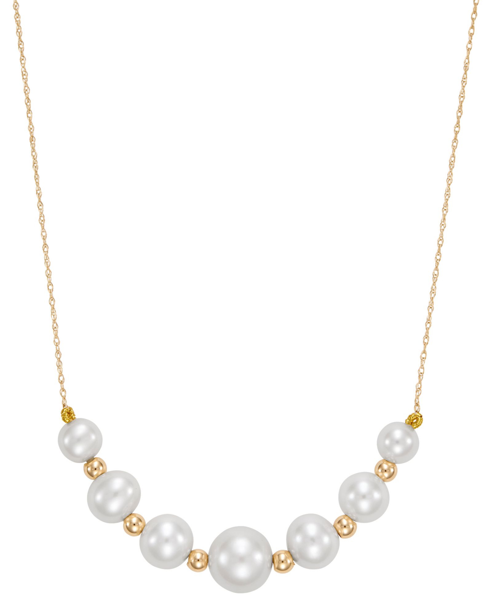 Ожерелье Macy's Cultured Graduated Freshwater Pearl 18" 10K Yellow Gold
