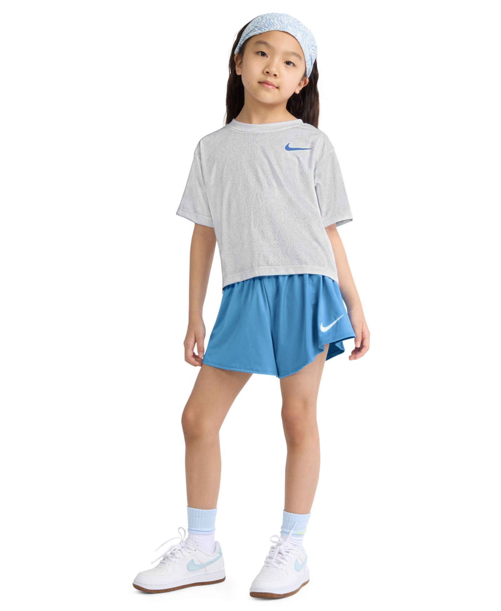 Nike Girls' 4-6X Lace It Up Crewneck T-Shirt and Swing Shorts, 2-Piece Set