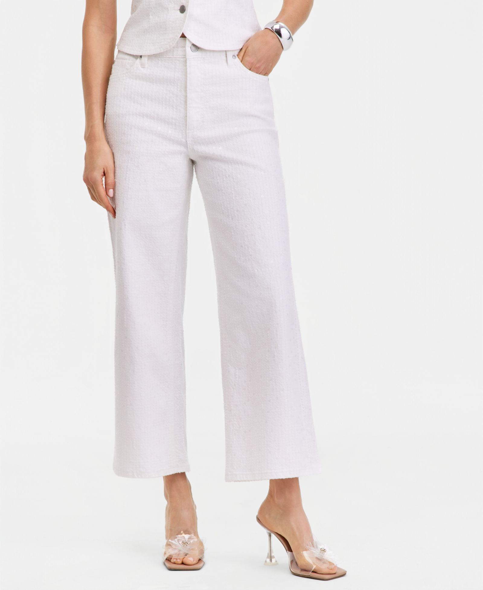 I.N.C. International Concepts Women's Wide-Leg Sequin Embellished Ankle Jean, Macy's Exclusive