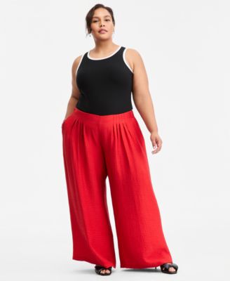Брюки On 34th Trendy Plus Size из марли с защипами