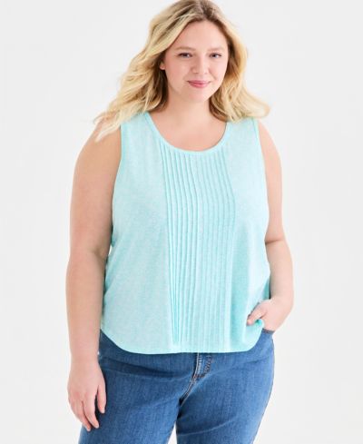 Майский топ Style & Co Plus Size с принтом и складками