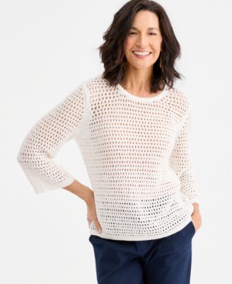 Женский свитер Style & Co Open-Stitch 3/4-Sleeve