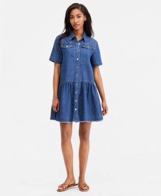 On 34th Women's Denim Short-Sleeve Minidress, Macy's Exclusive