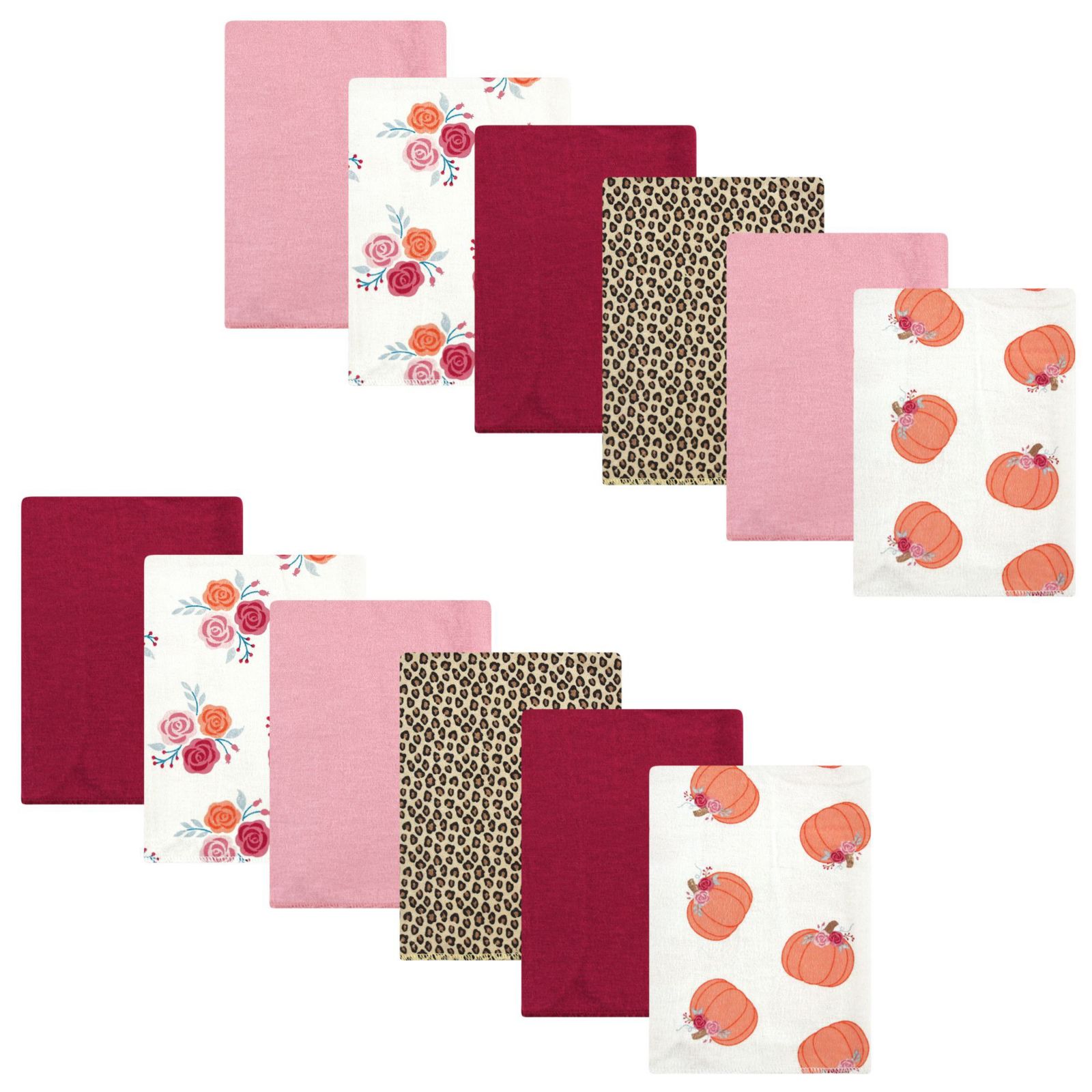 Hudson Baby Girls Cotton Flannel Burp Cloths Bundle