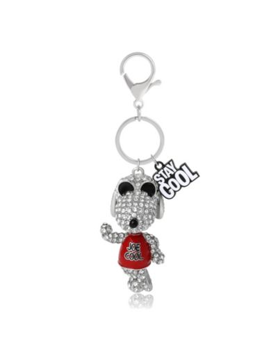 Peanuts Snoopy 'Joe Cool' Crystal Keychain with Stay Cool Tag, Silver Tone