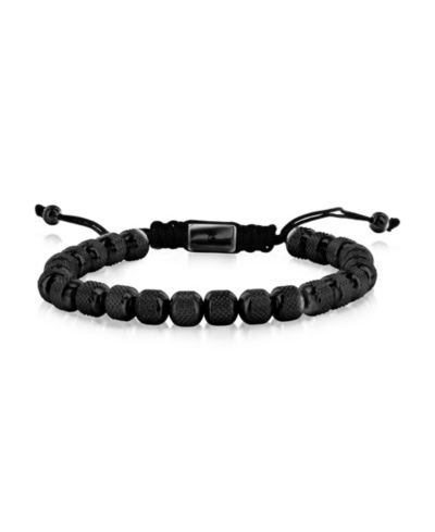 Metallo Stainless Steel, Textured Beaded Adjustable Bracelet