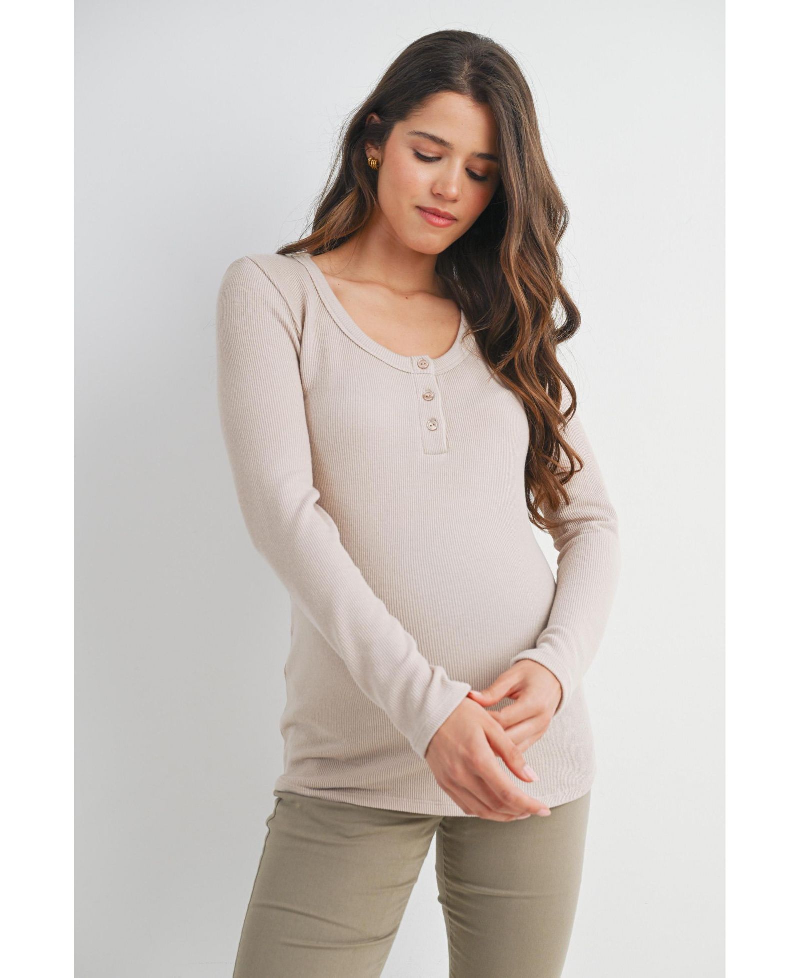 Hello Miz Maternity Henley Long Sleeve Nursing Top