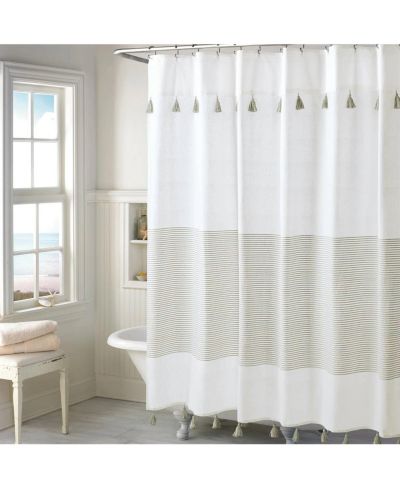 Slickblue 72-inch Taupe Tan and White Stripes Cotton Shower Curtain