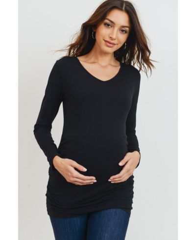 Hello Miz Maternity Casual Side Ruched Long Sleeve Top