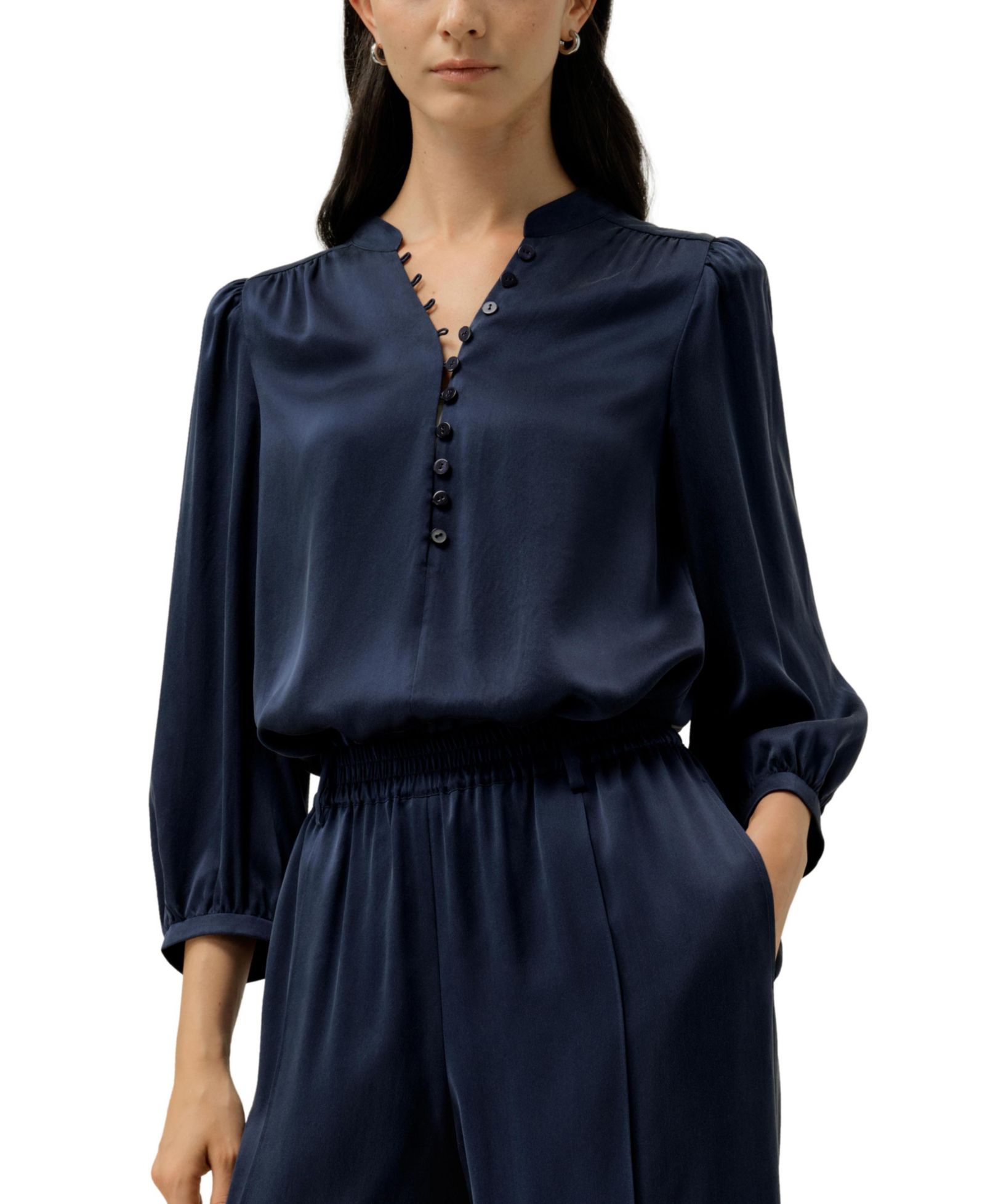 LILYSILK Women's X Melissa Murrell Silk Suede V-Neck Blouse