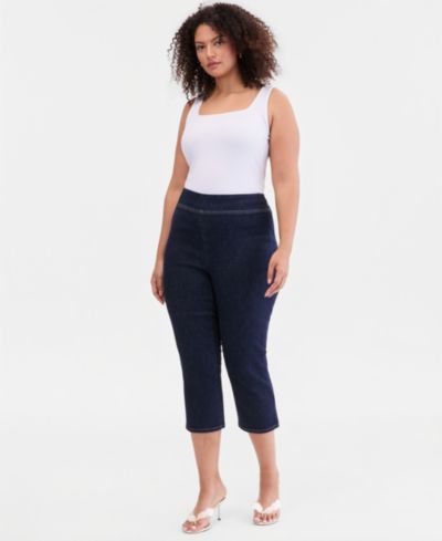 I.N.C. International Concepts Plus Size Pull-On Capri Jeans, Macy's Exclusive